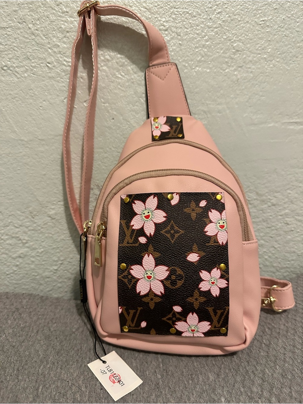 Telena Pink Floral Accent Sling Bag - Designer-Inspired Vegan Leather
